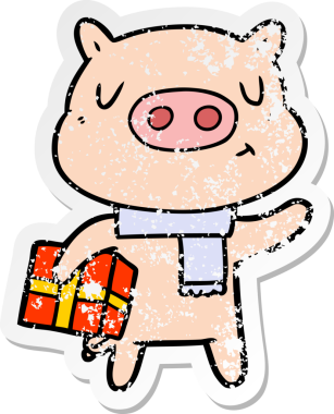 Bir insan tarafından çizilmiş karikatür yılbaşı domuzu.