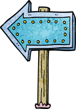 Çizgi film karalaması bir insan tarafından çizilmiş oku aydınlatıyor.