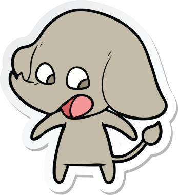 Bir insan tarafından çizilmiş şirin bir fil çıkartması.