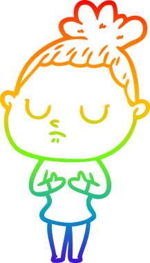 Gökkuşağı gradyan çizgi çizimi bir insan tarafından çizilmiş sakin bir kadın