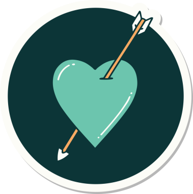 Bir insan tarafından çizilmiş ok ve kalp şeklinde dövme çıkartması.