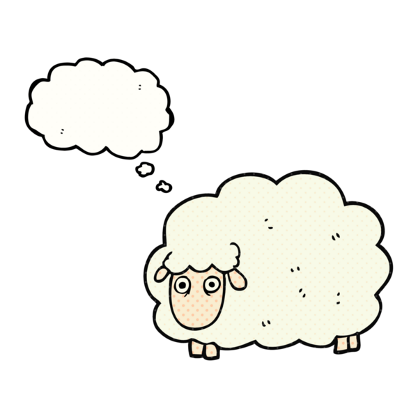 Serbest çizim düşünce baloncuğu osuruklu koyun bir insan tarafından çizildi.