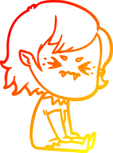 Bir insan tarafından çizilmiş kızgın bir vampir kız çizgi çizimi.