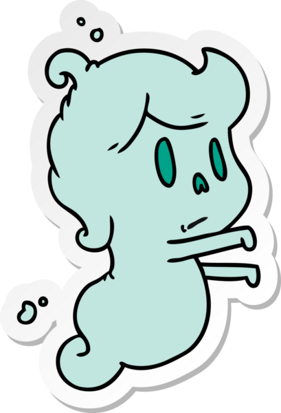 Bir insan tarafından çizilmiş sevimli bir kawai hayaletinin karikatür çizimi.