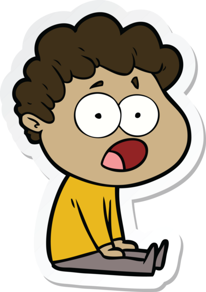 Bir insan tarafından çizilmiş, şaşırarak nefes nefese kalmış bir çizgi film karakterinin çıkartması.