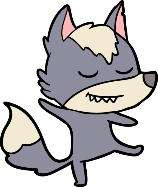 Bir insan tarafından çizilmiş dost canlısı çizgi film kurt dengesi.