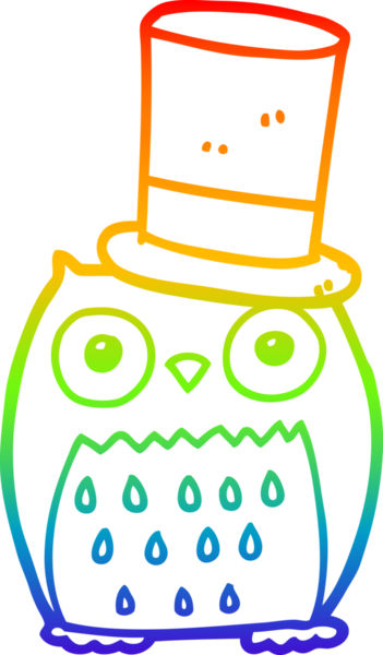 Bir insan tarafından çizilmiş silindir şapkalı bir baykuş çizimi.