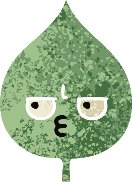 Bir insan tarafından çizilmiş dışavurumsal yaprağın retro çizim tarzı karikatürü