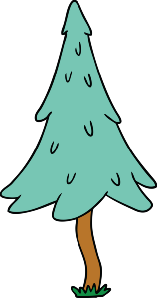 Bir insan tarafından çizilmiş ağaçlık çam ağaçlarının karalamaları.