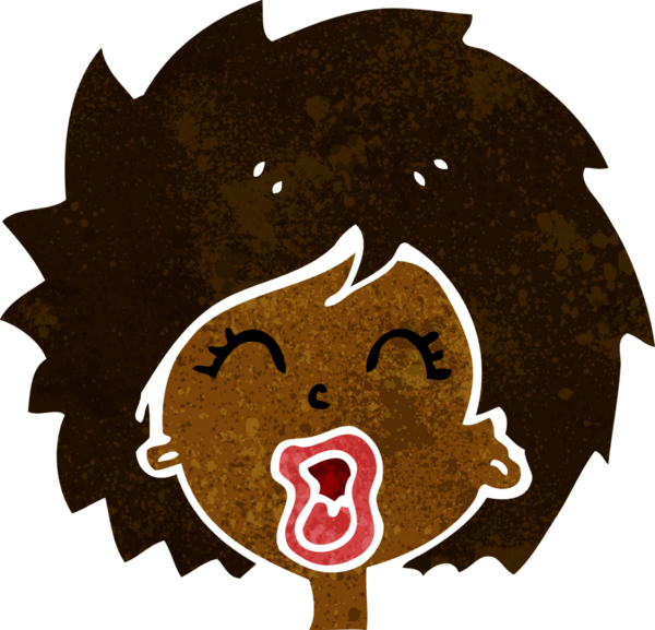 Bir insan tarafından çizilmiş bir karikatür kadın çığlık atıyor.