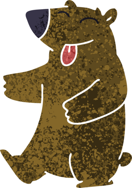 Bir insan tarafından çizilmiş garip bir çizgi film ayısı.