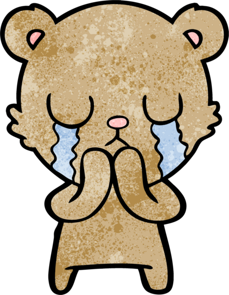 Bir insan tarafından çizilmiş ağlayan çizgi film ayısı.