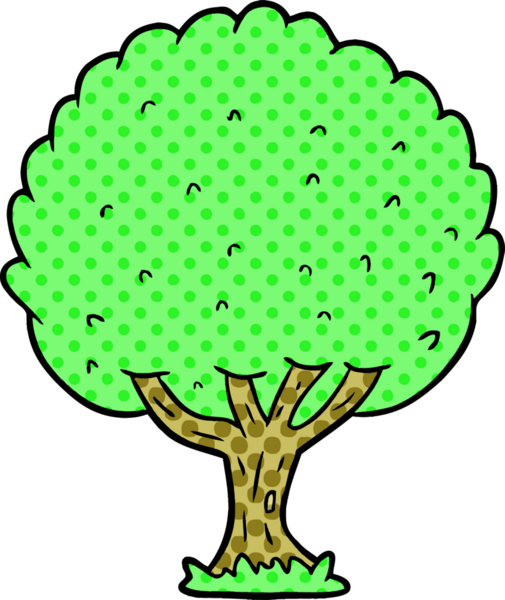 Bir insan tarafından çizilmiş çizgi film ağacı.