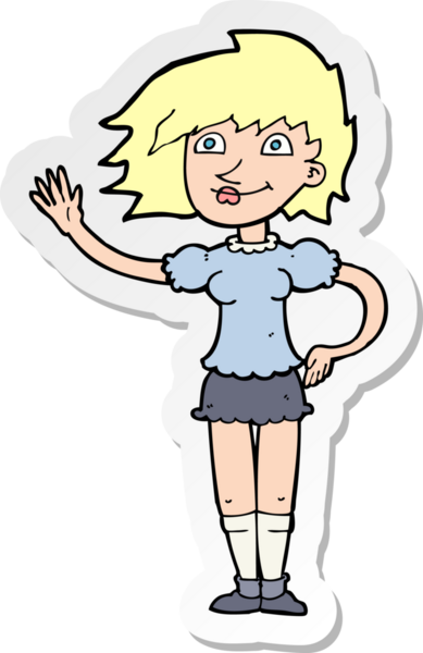 Bir insan tarafından çizilmiş bir karikatür kadının çıkartması.