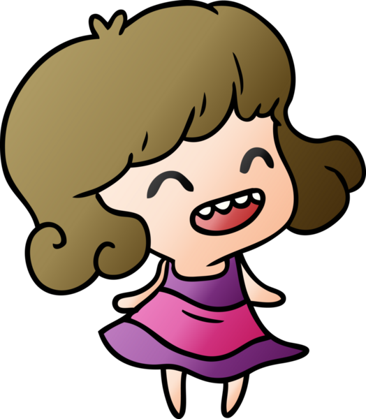 Bir insan tarafından çizilmiş kawai kızının gradyan çizimi.