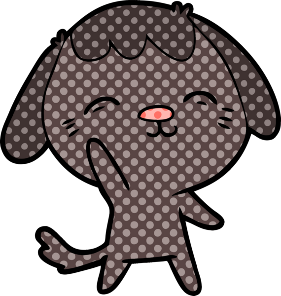 Bir insan tarafından çizilmiş mutlu çizgi film köpeği.