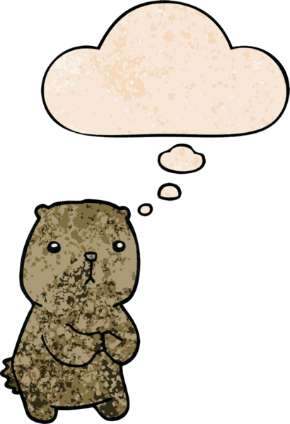 çizgi film endişeli ayı insan tarafından çizilmiş grunge doku ile düşünce balonu ile