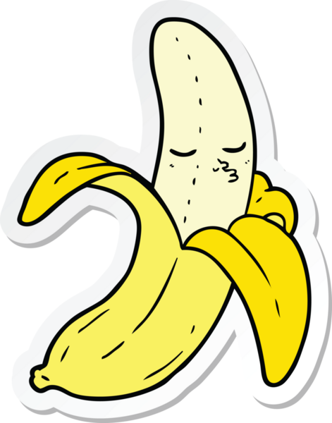 Bir insan tarafından çizilmiş bir muzun çıkartması.