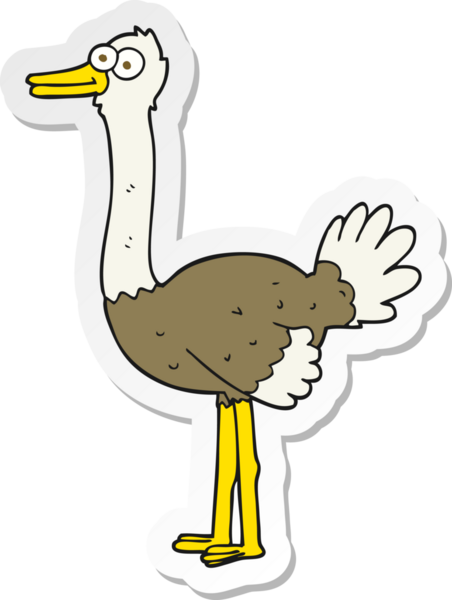 Bir insan tarafından çizilmiş deve kuşunun çıkartması.