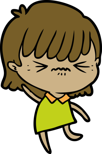 Bir insan tarafından çizilmiş kızgın çizgi film kızı.