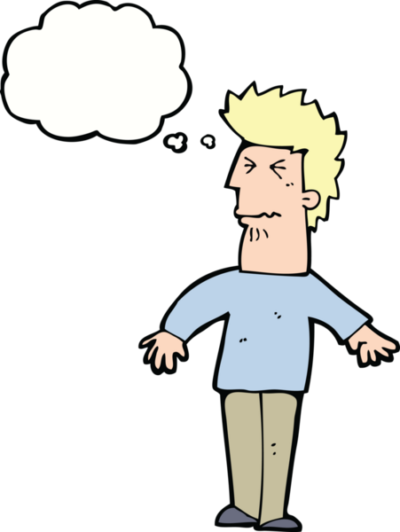 Bir insan tarafından çizilmiş düşünce baloncuğu olan stresli bir adam.