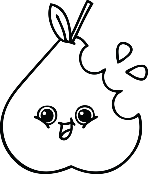 Bir insan tarafından çizilmiş yeşil bir armut çizimi.