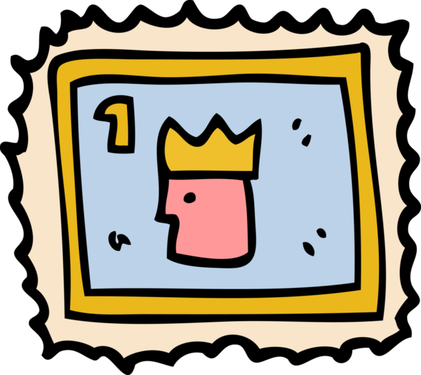 Bir insan tarafından çizilmiş kraliyet yüzlü karalama damgası.