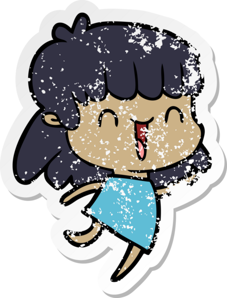 Bir insan tarafından çizilmiş karikatür bir kadının sıkıntılı çıkartması.