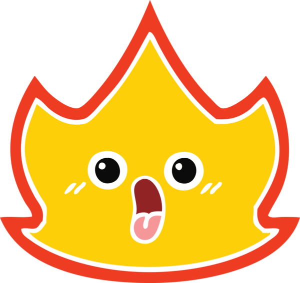 Bir insan tarafından çizilen ateşin düz renkli retro karikatürü