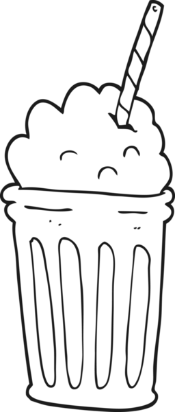Bir insan tarafından çizilmiş siyah beyaz milkshake.