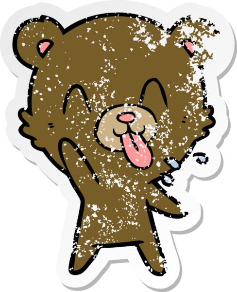 Bir insan tarafından çizilmiş kaba bir çizgi film ayısının sıkıntılı çıkartması.