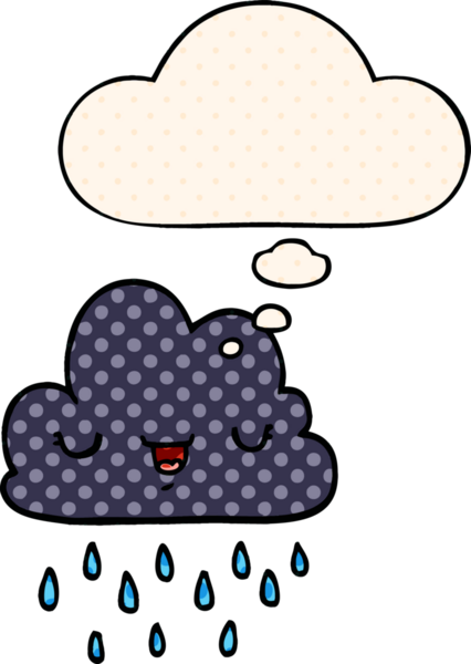 Bir insan tarafından çizilmiş, düşünce baloncuklu karikatür fırtına bulutu.