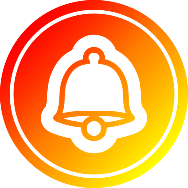 Eski çan dairesel simgesi, sıcak gradyan bir insan tarafından çizilmiş.