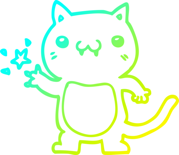 Bir insan tarafından çizilen çizgi film kedisinin soğuk çizgi çizimi.