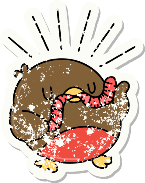 Bir insan tarafından çizilmiş eski bir dövme stili robin.