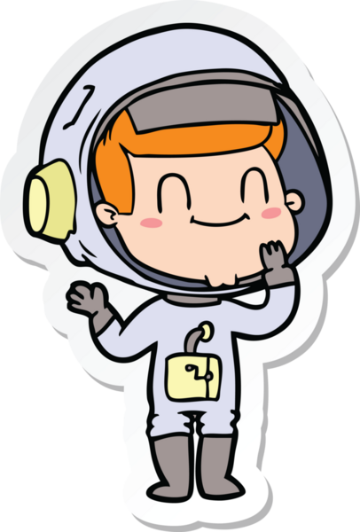 Bir insan tarafından çizilmiş mutlu bir astronotun çıkartması.