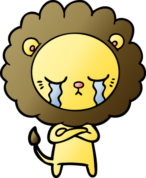 Bir insan tarafından çizilmiş ağlayan çizgi film aslanı.