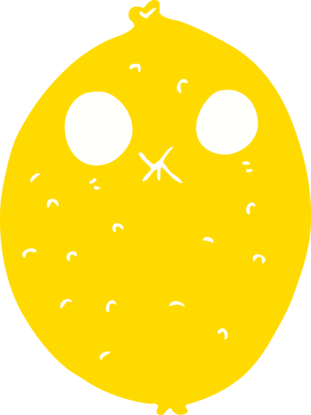 Bir insan tarafından çizilmiş düz renkli karikatür acı limon