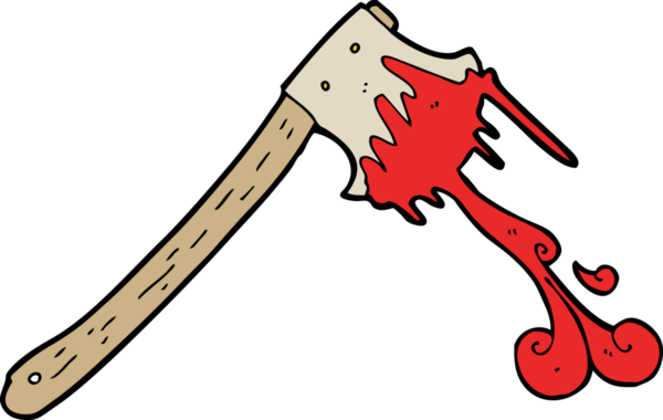 Bir insan tarafından çizilmiş kanlı balta.