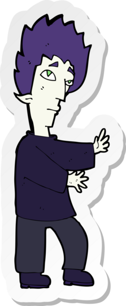 Bir insan tarafından çizilmiş bir vampirin çıkartması.