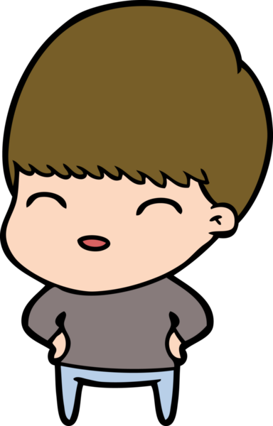 Bir insan tarafından çizilmiş mutlu çizgi film çocuğu.