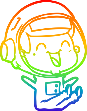 gökkuşağı gradyan çizimi mutlu bir çizgi astronot çizimi bir insan tarafından çizildi