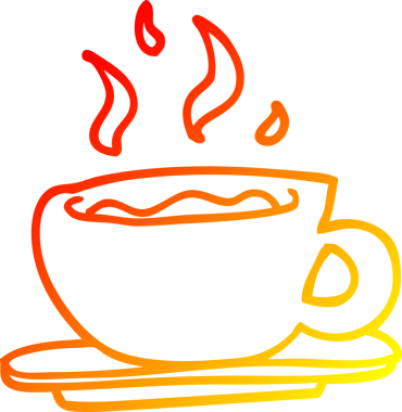 Bir insan tarafından çizilmiş bir kahve fincanının sıcak çizgi çizimi