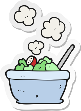 Bir insan tarafından çizilmiş karikatür salatasının çıkartması.