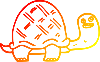 Bir insan tarafından çizilen mutlu kaplumbağa çizgi çizimi.