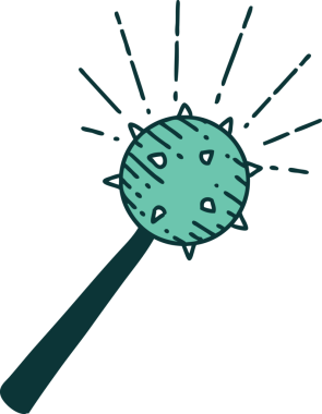 Bir insan tarafından çizilmiş geleneksel dövme stili ortaçağ topuzu.