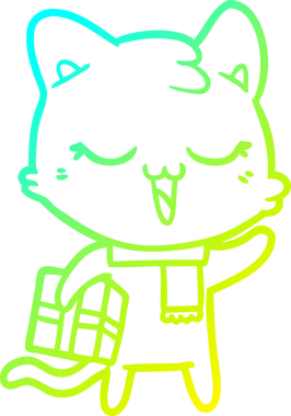 Bir insan tarafından çizilen çizgi film kedisinin soğuk gradyan çizgisi.