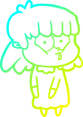 Bir insan tarafından çizilen ıslık çalan bir kızın soğuk gradyan çizgisi.