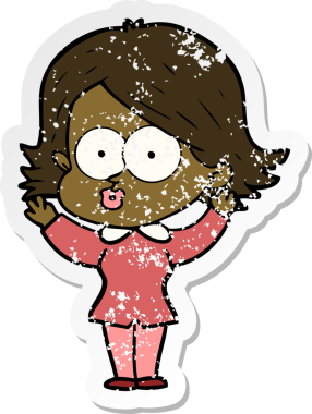 Bir insan tarafından çizilmiş karikatür kızının sıkıntılı çıkartması.