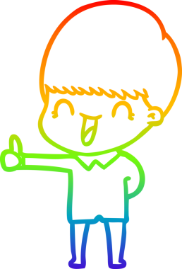 gökkuşağı gradyanı çizimi bir insan tarafından çizilmiş mutlu bir çizgi film çocuğu